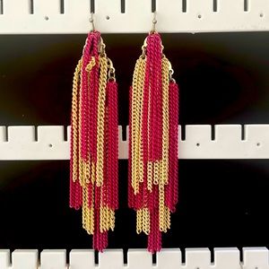 Earrings - hanging pink and white